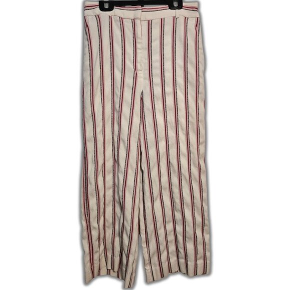 Express Women's Size 6R Ivory With Stripes High Rise Cropped Culottes - Picture 2 of 11
